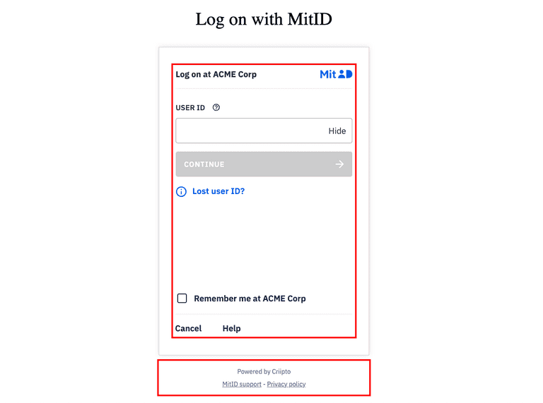 MitID default landing page