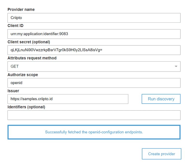 Create AWS Cognito Provider example